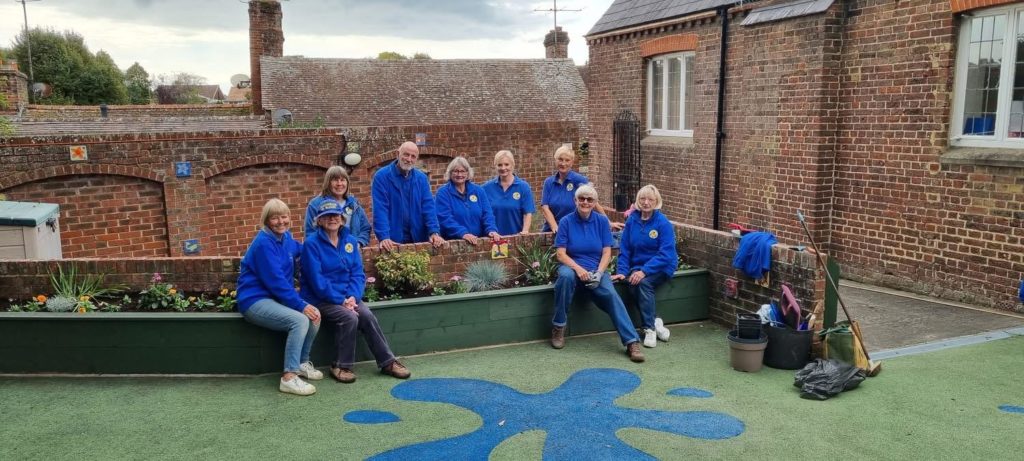 Angmering in Bloom team members working on the Library Garden
