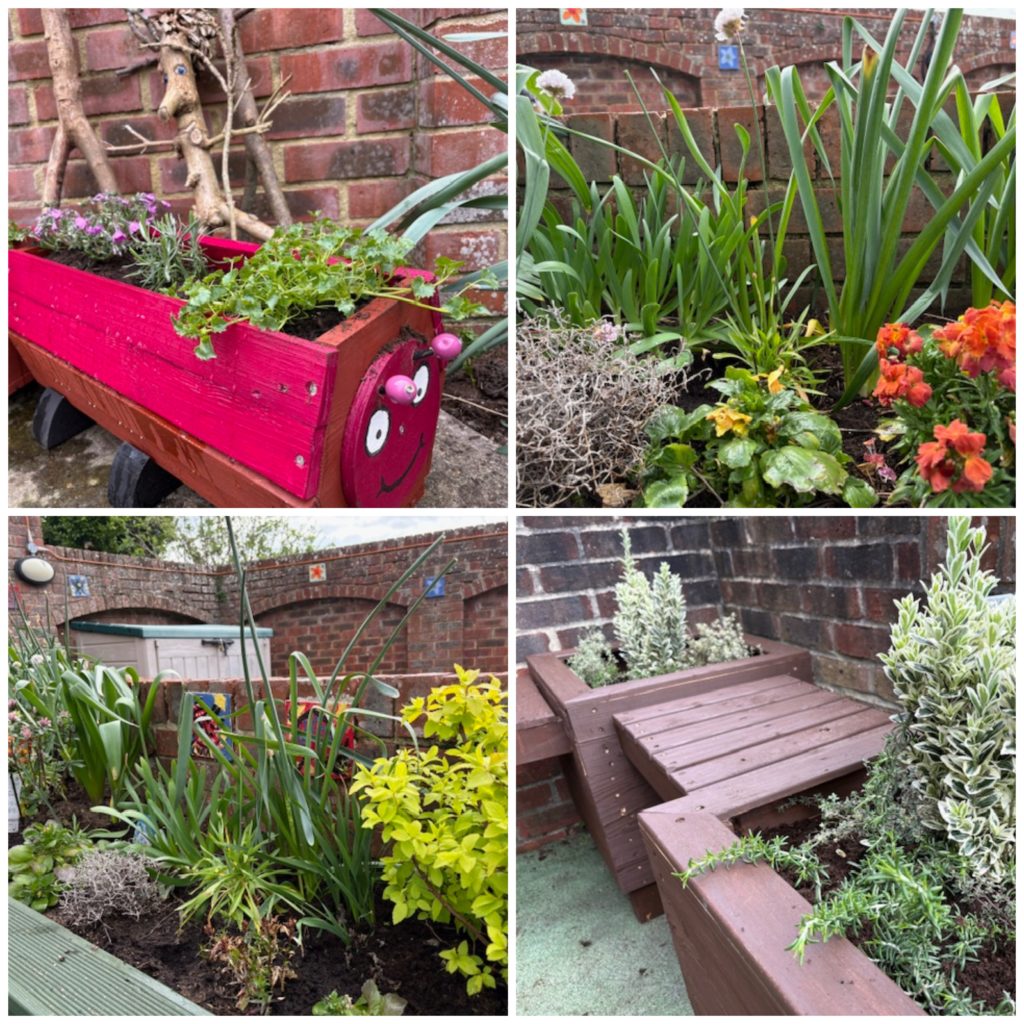 Angmering Library garden planted up by the Angmering in Bloom team