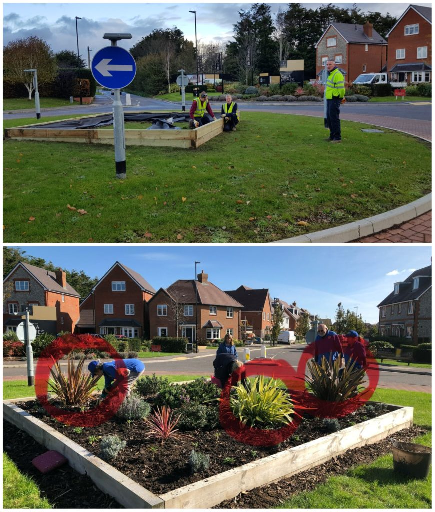 Initial work on the Cala Roundabout on Roundstone Lane, Angmering